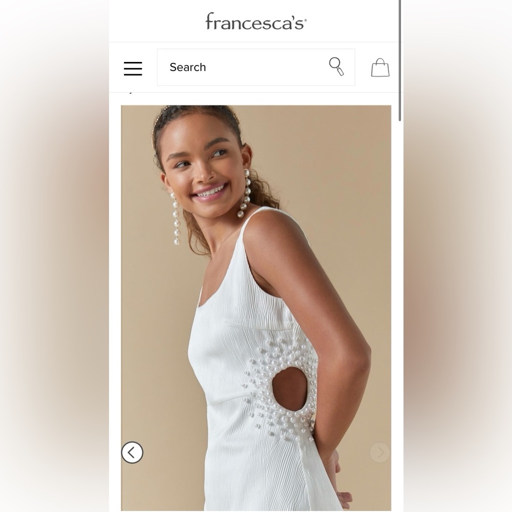 NWT Francesca’s Michelle Pearl Side Cutout Sheath Mini Dress - Size Small